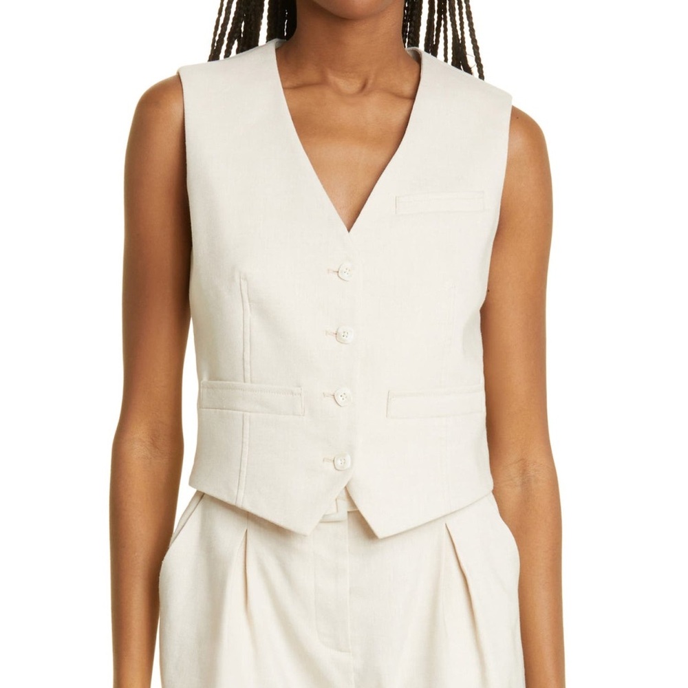 Veronica Beard Bennett Limestone White Linen Twill